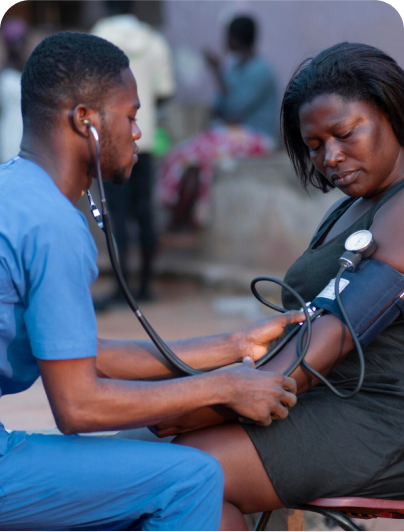Healthcare worker with patient