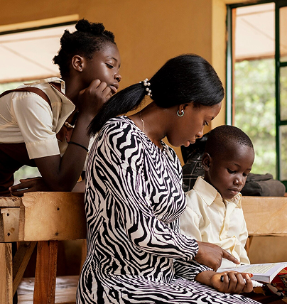 Teacher with students
